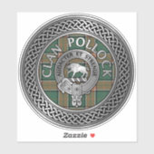 Clan Pollock Crest & Tartan Sticker (Vel)