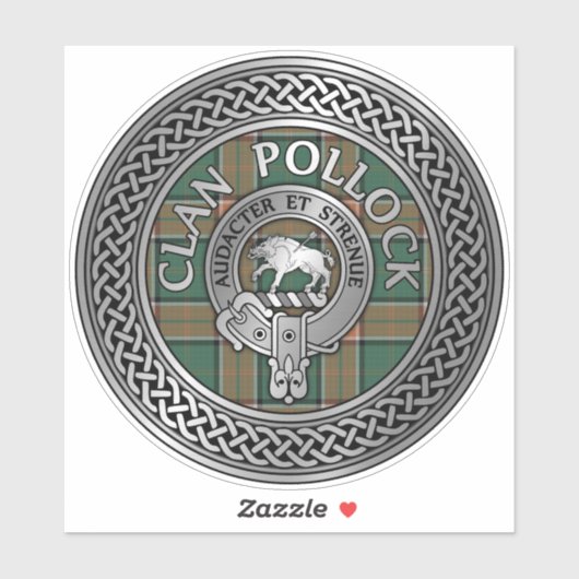 Clan Pollock Crest & Tartan Sticker (Vel)