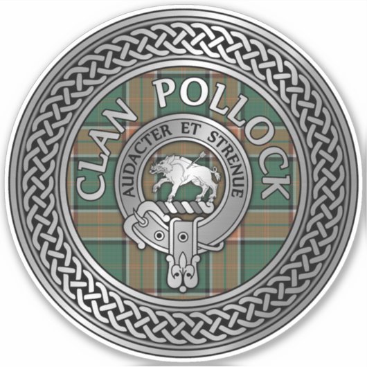 Clan Pollock Crest & Tartan Sticker (Voorkant)
