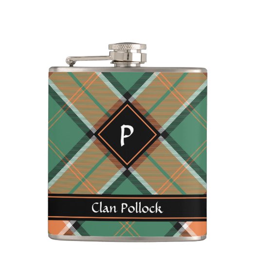 Clan Pollock Tartan Flask Heupfles (Voorkant)