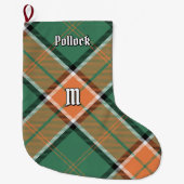 Clan Pollock Tartan Kerstmis stoppen Grote Kerstsok (Voorkant)