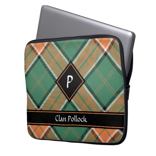 Clan Pollock Tartan-laptophoes Laptop Sleeve (Voorkant Links)