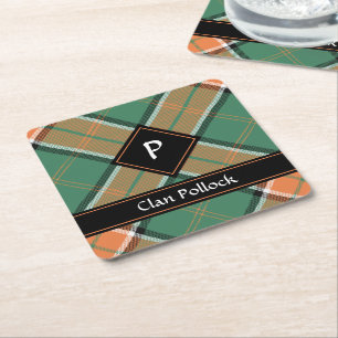 Clan Pollock Tartan Square Paper Onderzetter