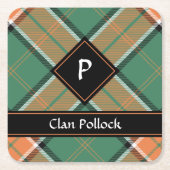 Clan Pollock Tartan Square Paper Onderzetter (Voorkant)