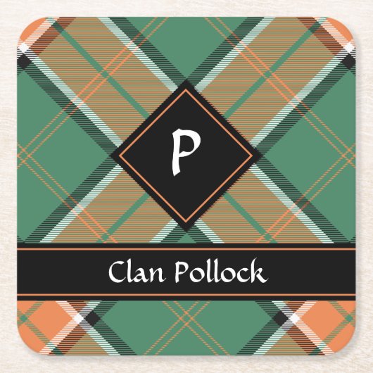 Clan Pollock Tartan Square Paper Onderzetter (Voorkant)