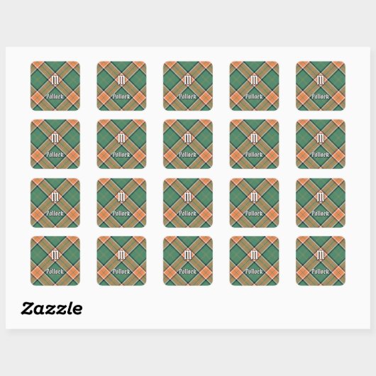 Clan Pollock Tartan Square Sticker (Vel)