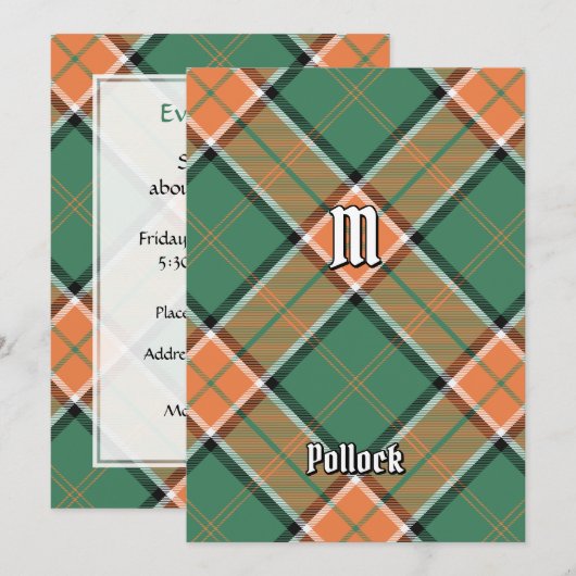 Clan Pollock Tartan Uitnodiging (Voorkant / Achterkant)