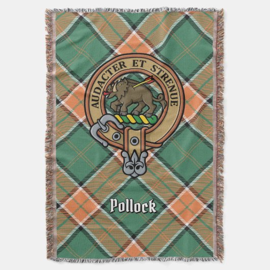 Clan Pollock-wapen boven tartan Deken (Voorkant Verticaal)