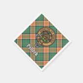 Clan Pollock Wapen boven Tartan Servet (Hoek)