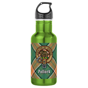 Clan Pollock-wapen boven tartan Waterfles