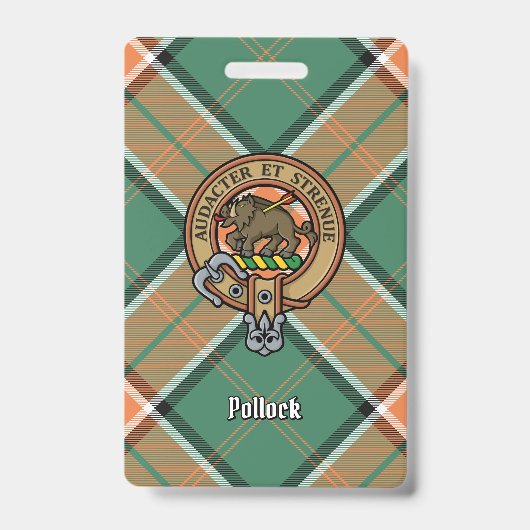 Clan Pollock wapenschild boven tartan Badge (Voorzijde)