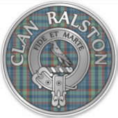Clan Ralston Crest & Tartan Sticker (Voorkant)
