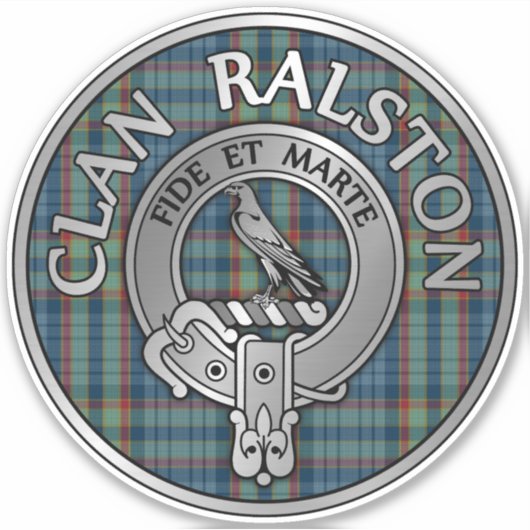Clan Ralston Crest & Tartan Sticker (Voorkant)