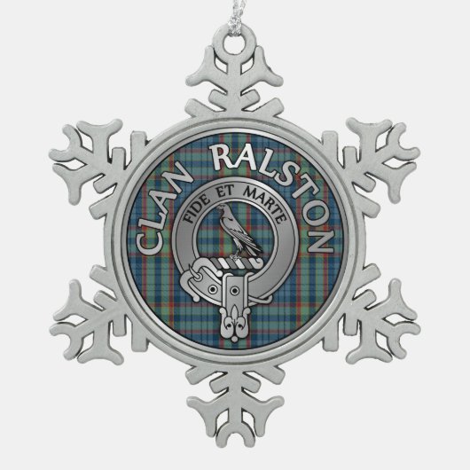 Clan Ralston Crest & Tartan Tin Sneeuwvlok Ornament (Voorkant)