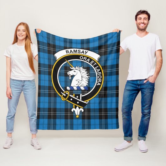 Clan Ramsay Blue Ancient Tartan Pset Fleece Deken (In situ)
