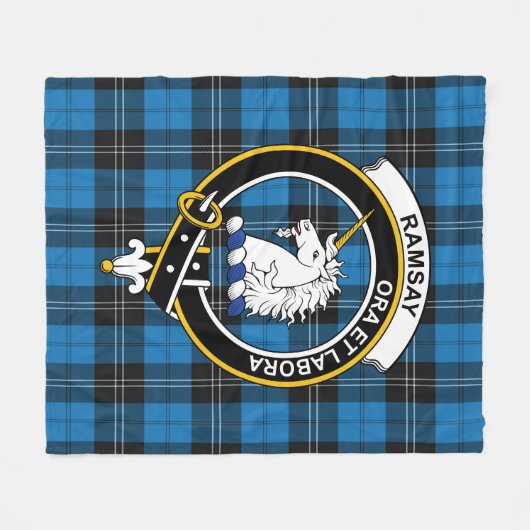 Clan Ramsay Blue Ancient Tartan Pset Fleece Deken (Voorkant (Horizontaal))