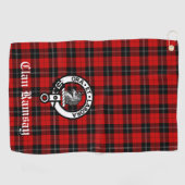 Clan Ramsay Crest Badge en Tartan Golfhanddoek (Horizontaal)