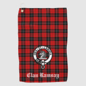 Clan Ramsay Crest Badge en Tartan Golfhanddoek (Voorkant)