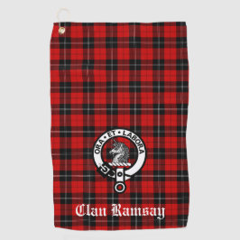 Clan Ramsay Crest Badge en Tartan  Golfhanddoek