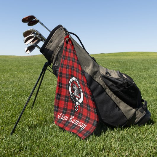 Clan Ramsay Crest Badge en Tartan Golfhanddoek (Groen)