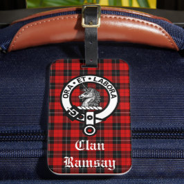 Clan Ramsay Crest Badge & Tartan  Bagagelabel