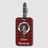 Clan Ramsay Crest Badge & Tartan Bagagelabel (Voorkant (verticaal))