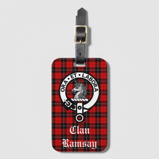 Clan Ramsay Crest Badge & Tartan  Bagagelabel (Voorkant (verticaal))