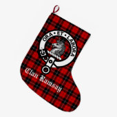 Clan Ramsay Crest Badge & Tartan Grote Kerstsok (Voorkant (Hangend))
