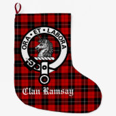 Clan Ramsay Crest Badge & Tartan Grote Kerstsok (Voorkant)