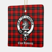 Clan Ramsay Crest Badge & Tartan Op maat gemaakt Keramisch Ornament (Links)
