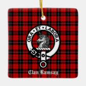 Clan Ramsay Crest Badge & Tartan Op maat gemaakt Keramisch Ornament (Voorkant)