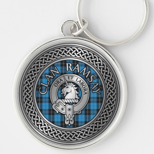 Clan Ramsay Crest & Hunting Tartan Knot Sleutelhanger (Voorkant)