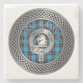 Clan Ramsay Crest & Hunting Tartan Knot Stenen Onderzetter