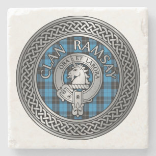 Clan Ramsay Crest & Hunting Tartan Knot Stenen Onderzetter