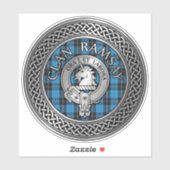 Clan Ramsay Crest & Hunting Tartan Knot Sticker (Vel)