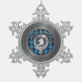 Clan Ramsay Crest & Hunting Tartan Knot Tin Sneeuwvlok Ornament