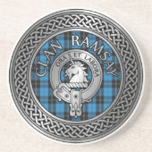 Clan Ramsay Crest & Hunting Tartan Knot Zandsteen Onderzetter (Voorkant)