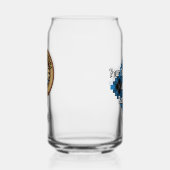 Clan Ramsay Crest over Blue Hunting Tartan Blikvorm Glas (Links)