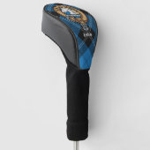 Clan Ramsay Crest over Blue Hunting Tartan Golfheadcover (Schuin)
