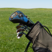 Clan Ramsay Crest over Blue Hunting Tartan Golfheadcover (Insitu)