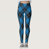 Clan Ramsay Crest over Blue Hunting Tartan Leggings (Voorkant)