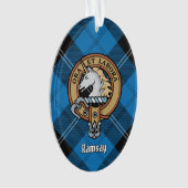 Clan Ramsay Crest over Blue Hunting Tartan Ornament (voorkant)