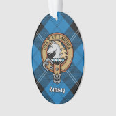 Clan Ramsay Crest over Blue Hunting Tartan Ornament (voorkant)