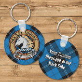 Clan Ramsay Crest over Blue Hunting Tartan Sleutelhanger