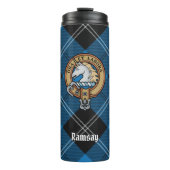 Clan Ramsay Crest over Blue Hunting Tartan Thermosbeker (Voorkant)