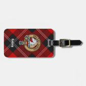 Clan Ramsay Crest over Red Tartan Bagagelabel (Voorkant horizontaal)