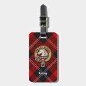 Clan Ramsay Crest over Red Tartan Bagagelabel (Voorkant verticaal)