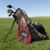 Clan Ramsay Crest over Red Tartan Golfhanddoek (Groen)