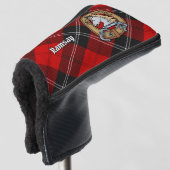 Clan Ramsay Crest over Red Tartan Golfheadcover (3/4 voorkant)
