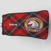 Clan Ramsay Crest over Red Tartan Golfheadcover (Voorkant)